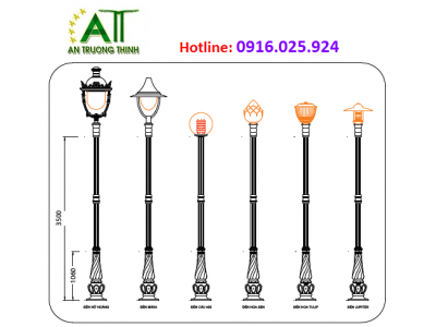 Trụ Đèn Trang Trí Sân Vườn Đế Gang Banian Lắp 1 Đèn