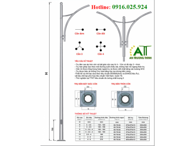 Cột Đèn Chiếu Sáng Công Cộng ATT 7M